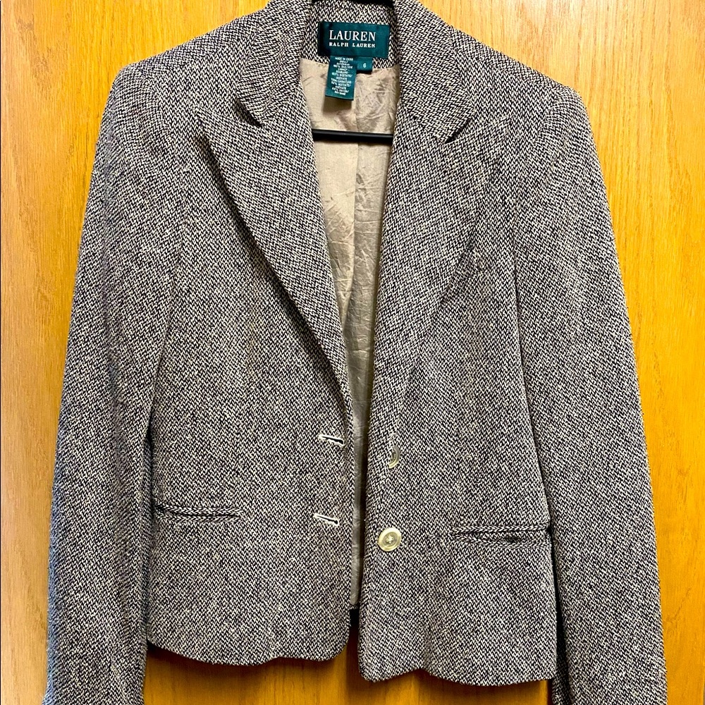 Lauren by Ralph Lauren Tweed Blazer 100% Silk